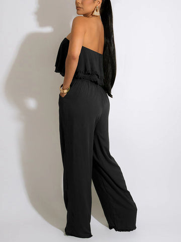 Off Shoulder Loose Tube Jumpsuit