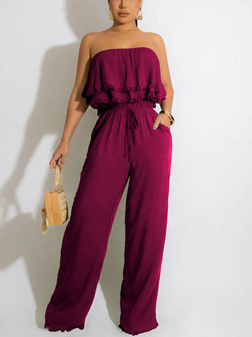 Off Shoulder Loose Tube Jumpsuit
